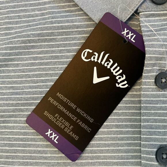 NWT Callaway Opti-Dri Performance Golf Shirt  Size XXL  Light Grey Moisture Wick - Picture 5 of 9